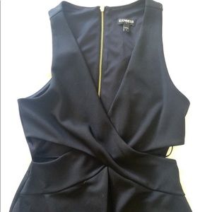 Black cross cross cutout cocktail dress